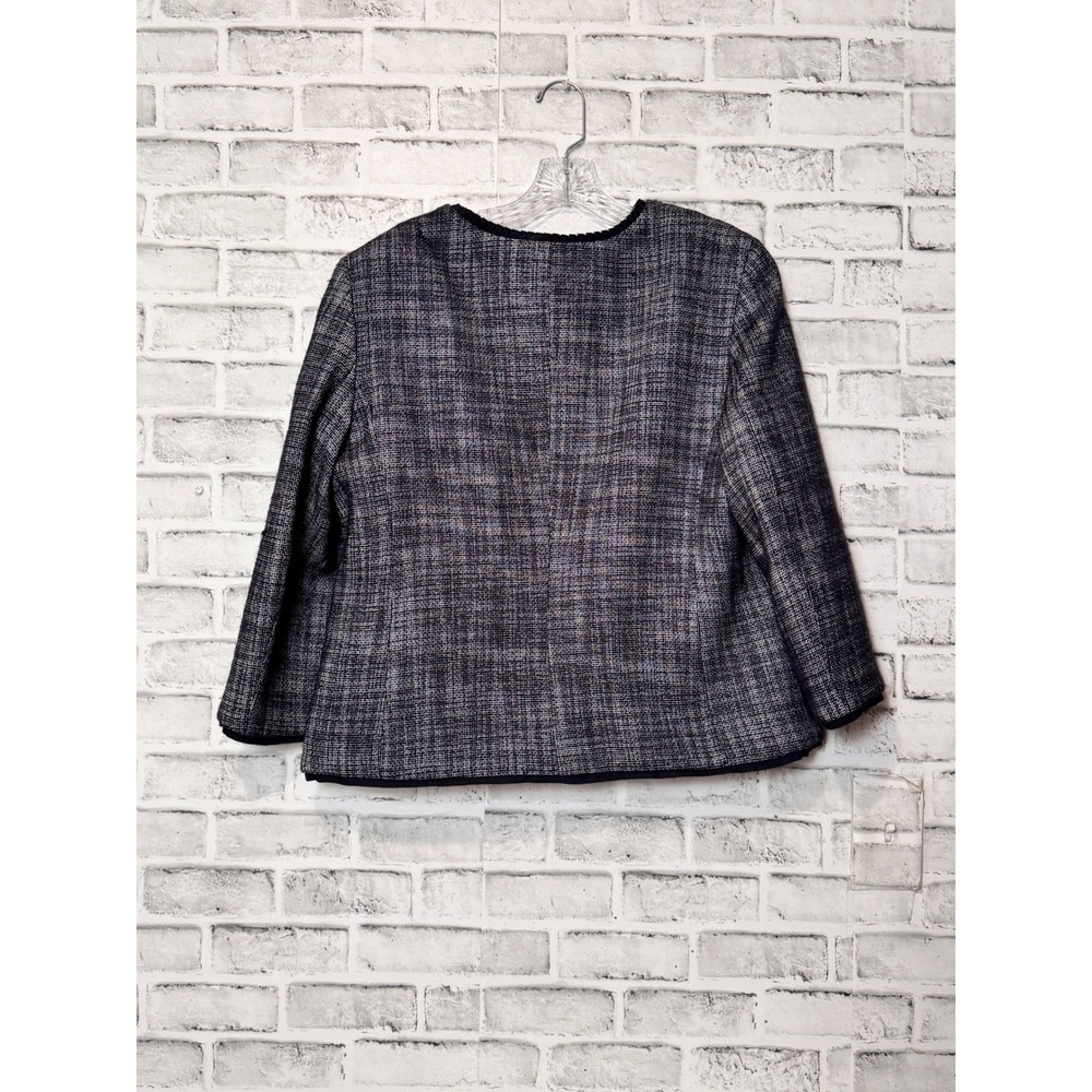 Talbots Women's Tweed Blazer Jacket Navy Blue Gray Plaid Petite Size 16 - Picture 6 of 10